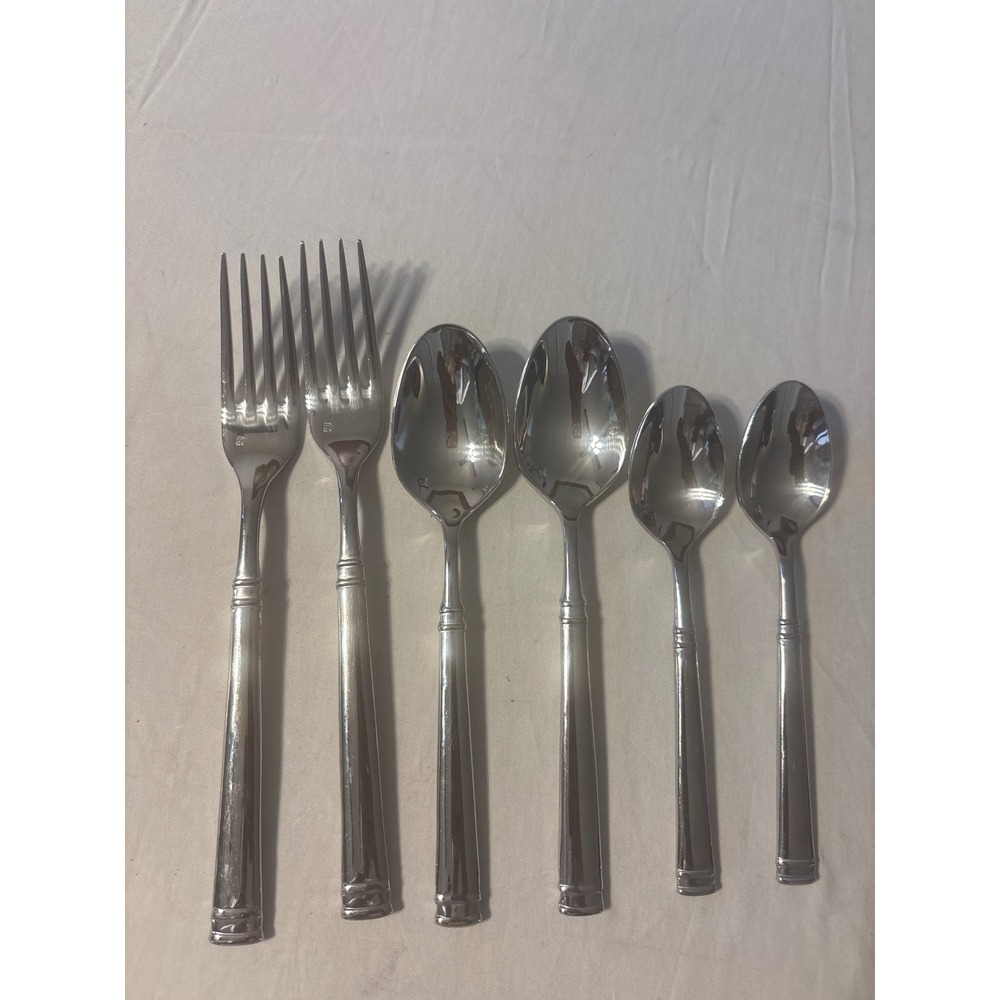 Fortessa Flatware Set 6pc 18/10 Stainless Steel Silver Excellent Lucca Pattern‎